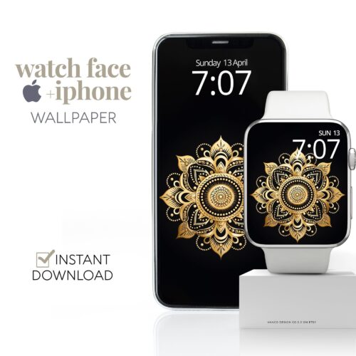 Gold Metallic Watch Face & Wallpaper Set