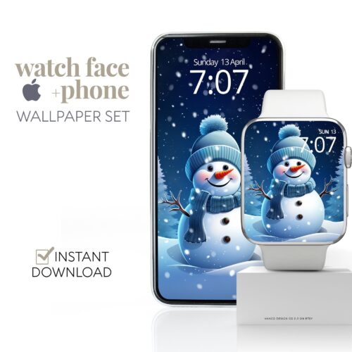 Snowman Cute Watch Face & Wallpaper Set