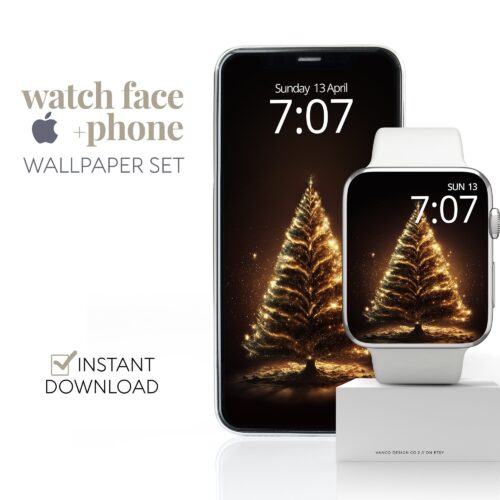 Christmas Glitter Tree Watch Face & Wallpaper Set