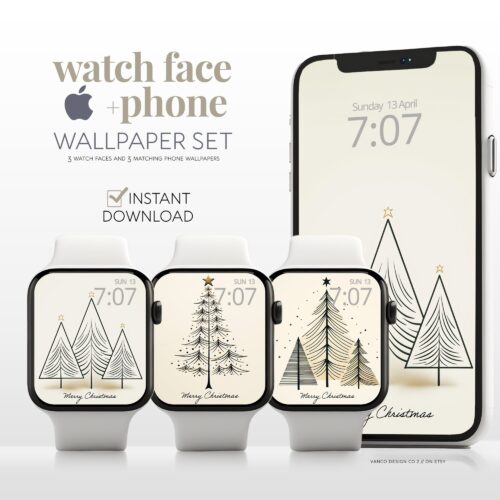 Christmas Minimal Watch Face & Wallpaper Set