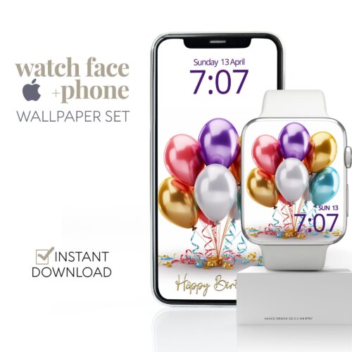 Birthday Balloons Watch Face & Wallpaper Set