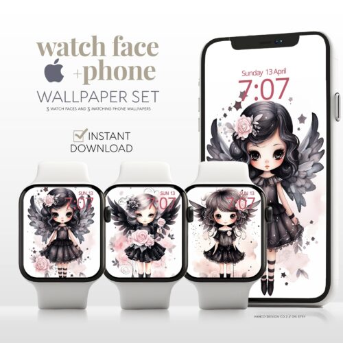 Kawaii Angel Set Watch Face & Wallpaper Set