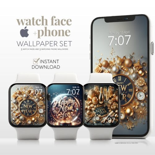 New Years Time Watch Face & Wallpaper Set