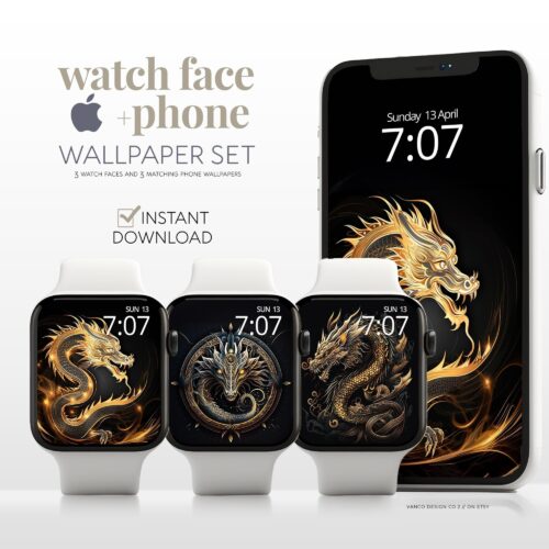 Lunar Dragon Phone Watch Face & Wallpaper Set