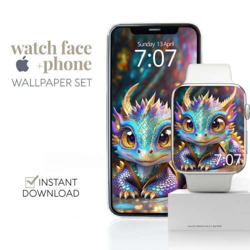 Colourful Dragon Watch Face & Wallpaper Set