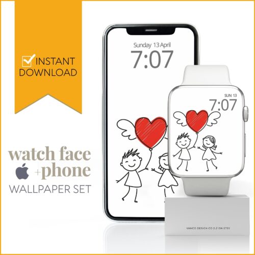 Cute Love Heart Watch Face & Wallpaper Set