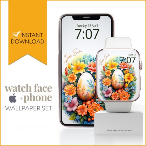 Easter egg Spring Watch Face & Wallpaper Set