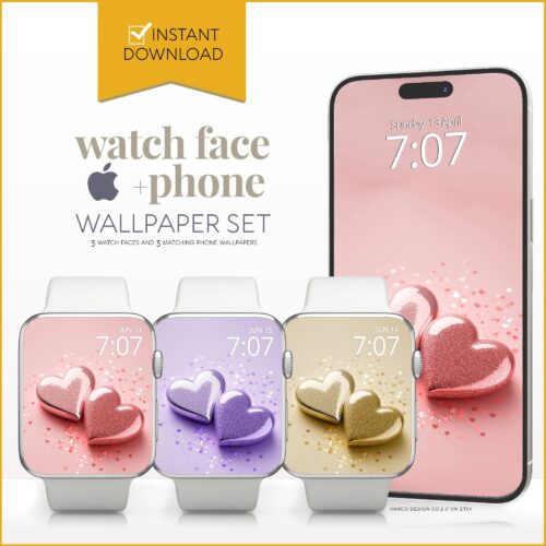 Love hearts Watch Face & Wallpaper Set