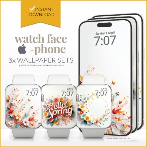 Spring Floral Watch Face & Wallpaper Set