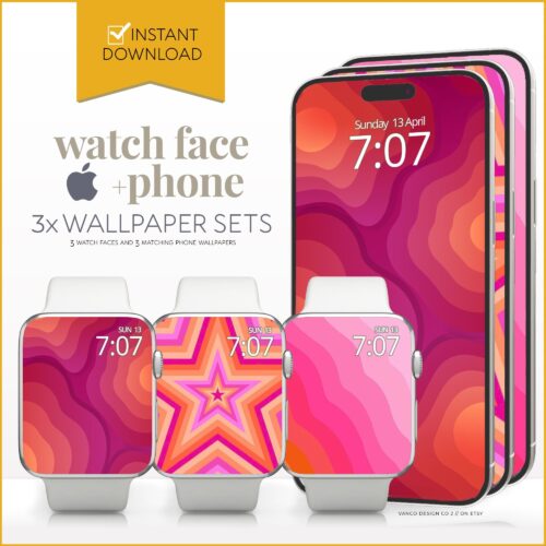 Wavy Pink Watch Face & Wallpaper Set