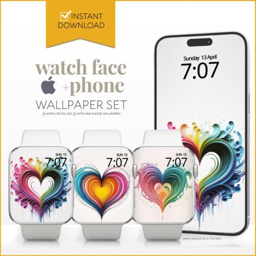 Hippie Loveheart Watch Face & Wallpaper Set