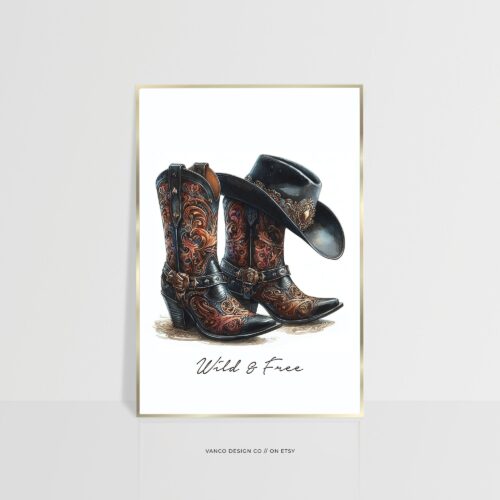 Western Gothic Boots Wall Art