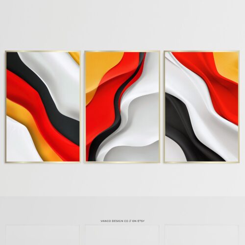 Wavy Abstract Wall Art Bold Printable Set of 3