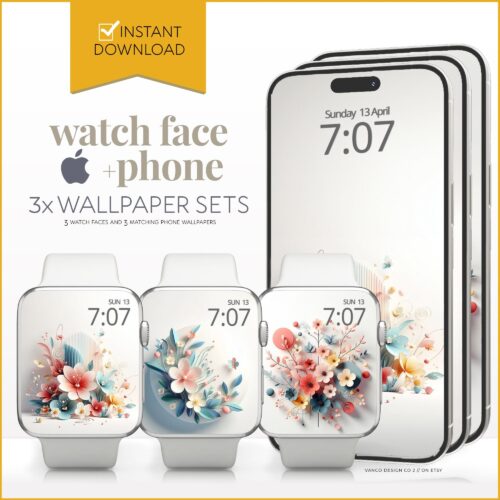 Spring Floral Bouquet Watch Face & Wallpaper Set