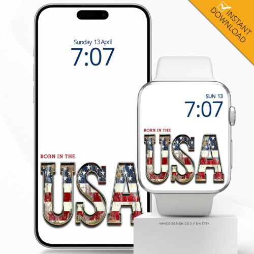 American Flag Born Watch Face & Wallpaper Set
