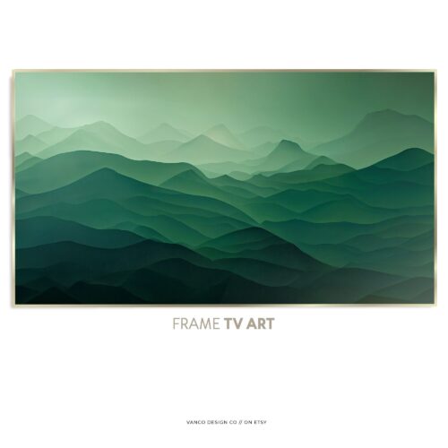 Emerald Green Mountain Frame TV Art Abstract Landscape