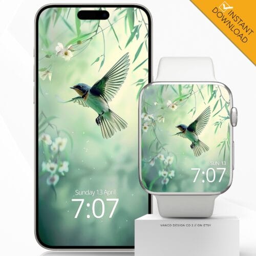 Spring Green Watch Face & Wallpaper Set