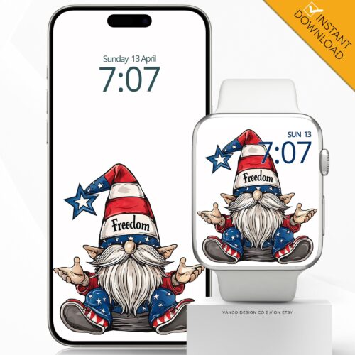 American Flag Gnome Watch Face & Wallpaper Set