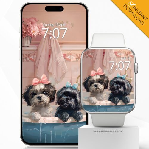 Shih Tzu Cute Watch Face & Wallpaper Set