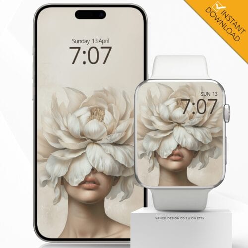 Flower Head Art Watch Face & Wallpaper Set