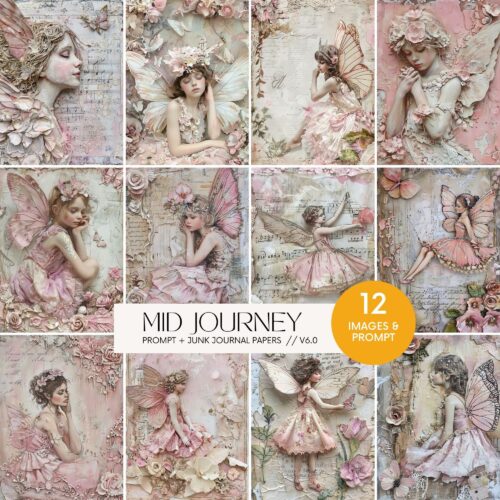AI Midjourney Prompts Fairy Tale Junk Journal Papers, Floral Fairytales Flower Papercraft Scrapbooking Craft Mixed Media Art Images Guide