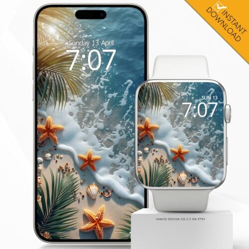 Summer Beach Phone Watch Face & Wallpaper Set
