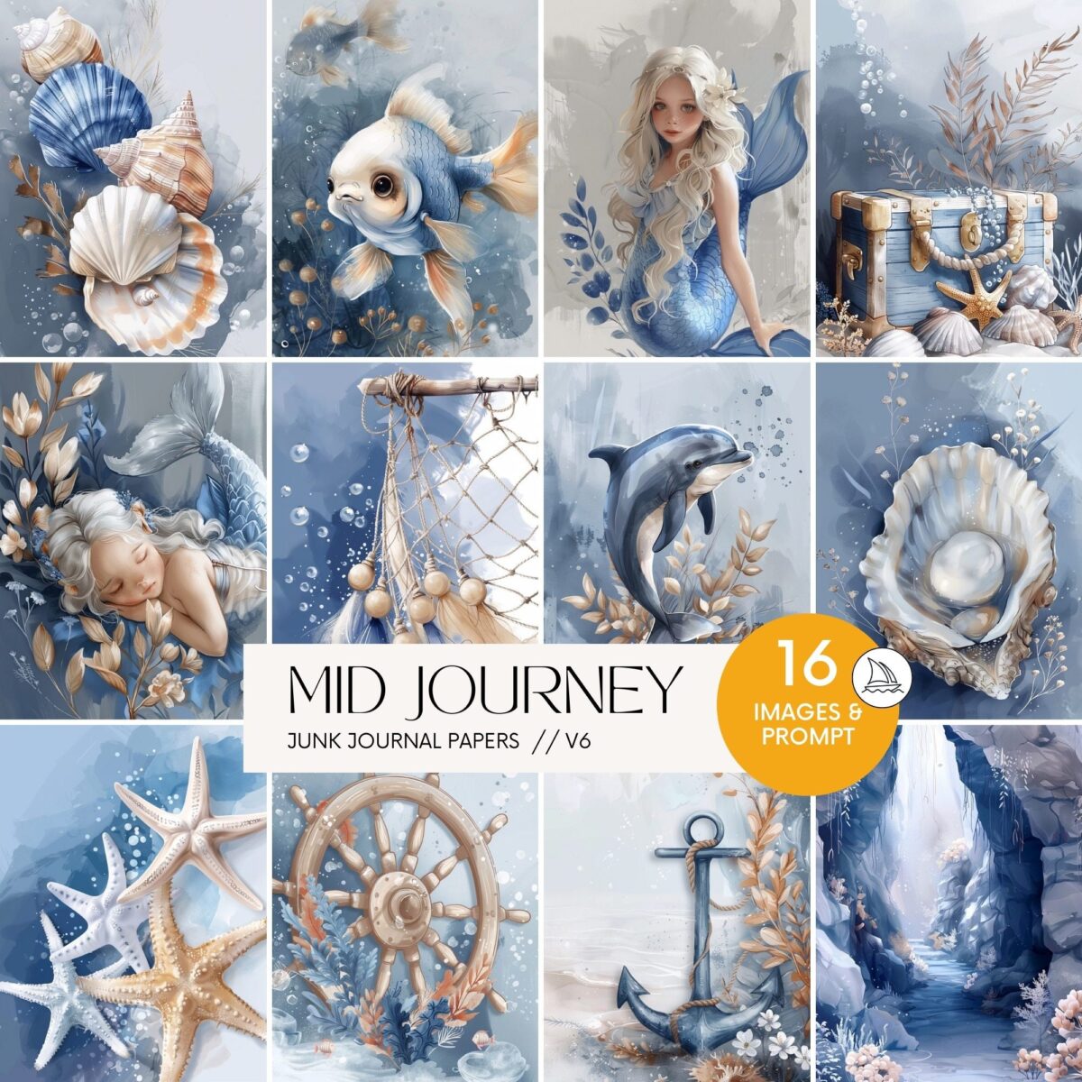 AI Midjourney Prompts – Under The Sea Mermaid Junk Journal - Vanco ...