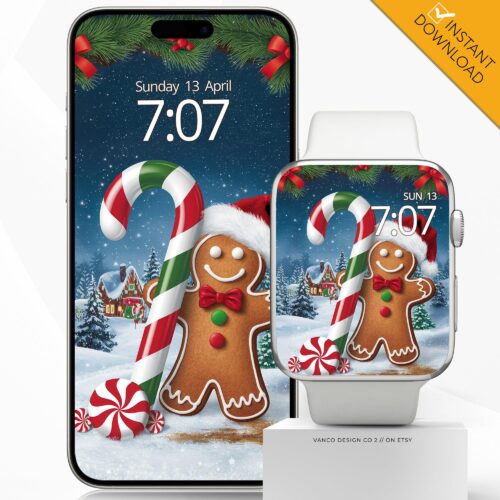 Gingerbread Man Watch Face & Wallpaper Set