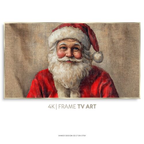 Jolly Retro Vintage Santa Claus Frame TV Art