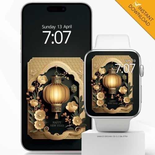 Chinese New Year Lantern Watch Face & Wallpaper Set