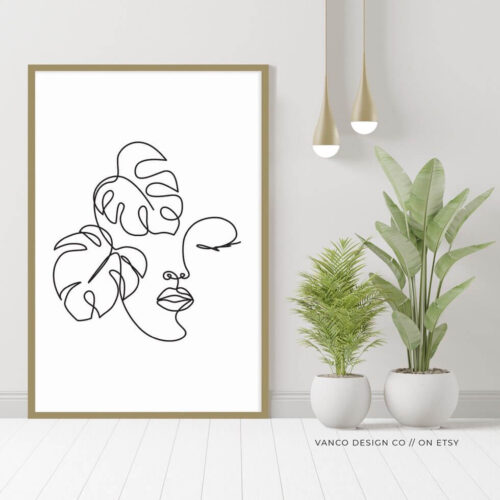 minimalist line art drawing wall art