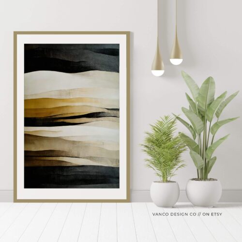 Modern Black & Beige Minimalist Abstract Wall Art