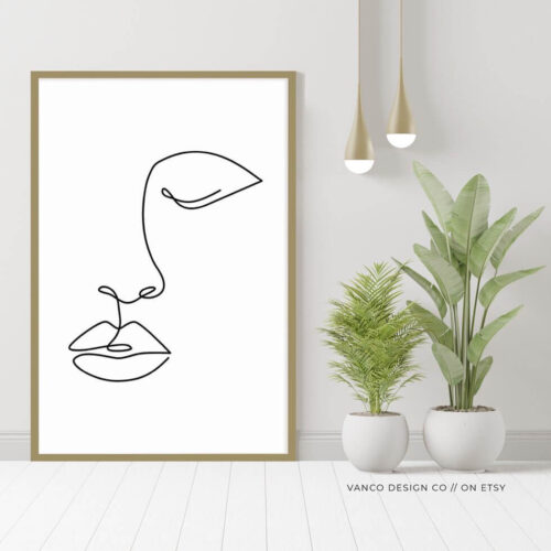 minimalist line art drawing wall art